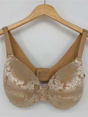 Soma Vanishing Back Full Coverage Lace Bra Nude Beige 40DDD Smoothing